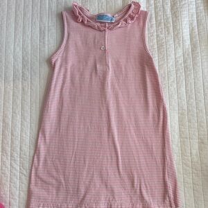 Trotter Street Girls Pink Striped Ruffle Neck Tank Dress